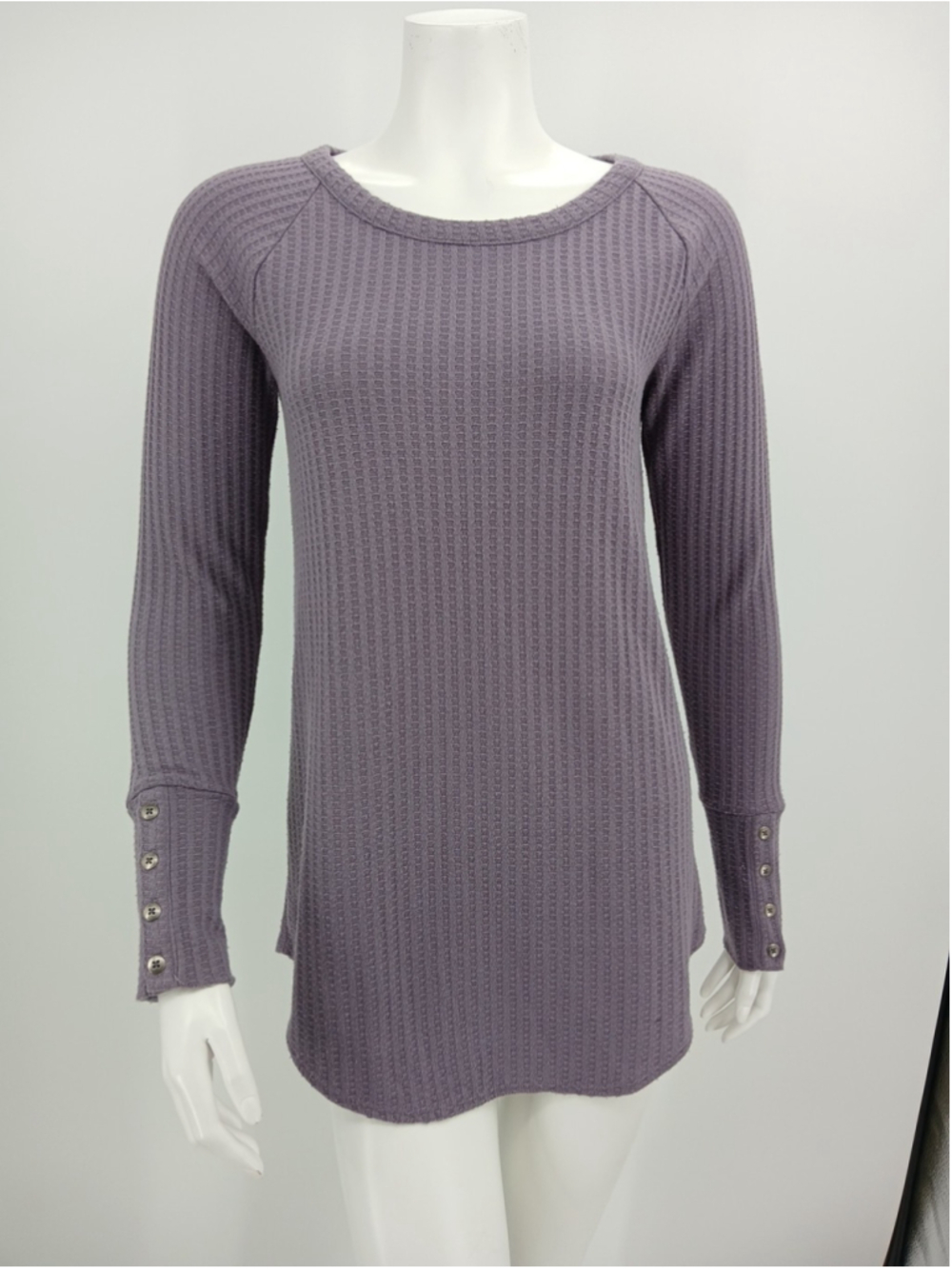 Chaser Purple Waffle Knit Long Sleeve Shirt Size S Buttons Casual